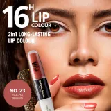 Dermacol 16H Lip Colour - Долговременная помада и блеск для губ оттенок 23 Mocha Brown, 2 ml — фото 2