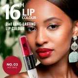 Dermacol 16H Lip Colour - Долговременная помада и блеск для губ оттенок 03 Hot Date, 2 ml — фото 2