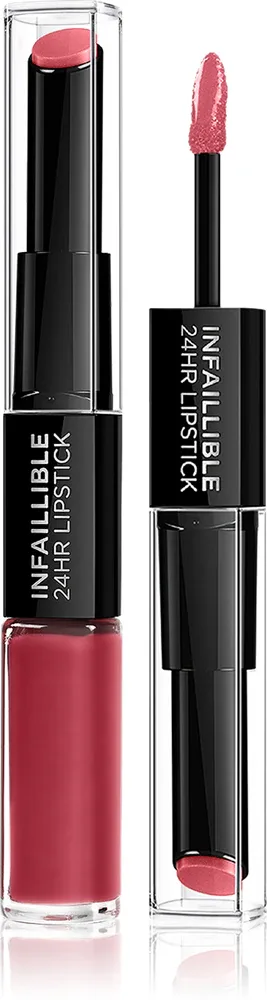 L’Oreal Paris Infallible 24H - Долговременная помада и блеск для губ 2 в 1 оттенок 804 Metro Proof Rose, 5 g