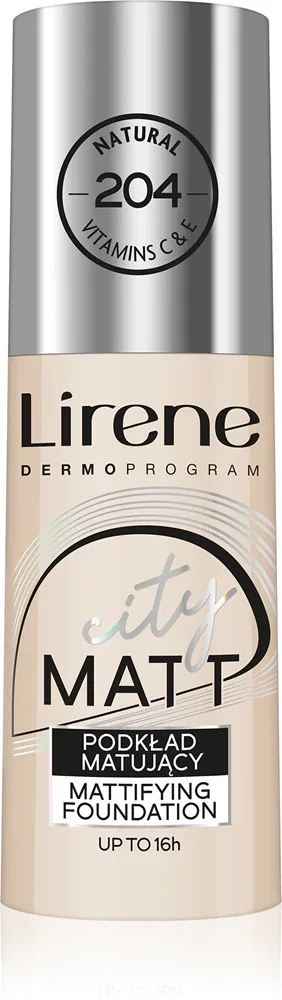 Lirene City Matt - Матирующий тональный флюид с эффектом выравнивания, 30 мл, оттенок 204 Natural