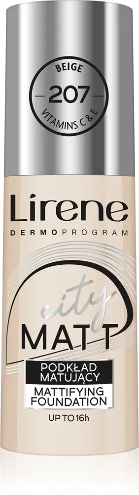 Lirene City Matt - Матирующий тональный флюид с эффектом выравнивания оттенок 207 Beige, 30 ml