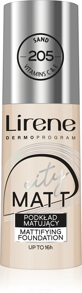 Lirene City Matt - Матирующий тональный флюид с эффектом выравнивания, 30 мл, оттенок 205 Sand