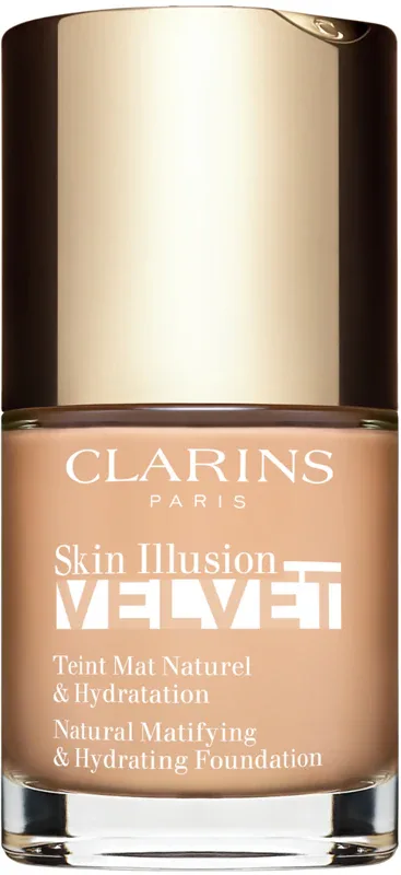 Clarins Skin Illusion Velvet - Тональная основа с матовым финишем и питательным действием, 30 мл, оттенок 102.5C