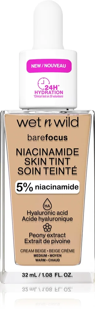 Wet n Wild BareFocus Niacinamide Skin Tint - Легкое увлажняющее тональное средство оттенок Cream Beige (Warm), 32 ml