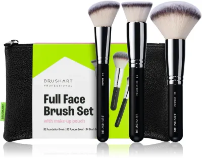 BrushArt Professional Full Face brush set with makeup pouch - Набор кистей для макияжа Black Black, 1 шт