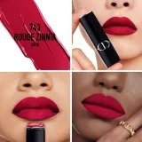 DIOR Rouge Dior - Помада для губ с долгим сроком носки, флакон с возможностью пополнения. оттенок 743 Rouge Zinnia Satin, 3 g — фото 2