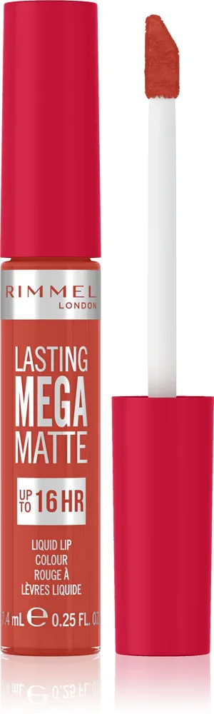 Rimmel Lasting Mega Matte - Легкая матовая помада в жидкой форме на 16 часов, 7 мл, оттенок Scarlet Flames