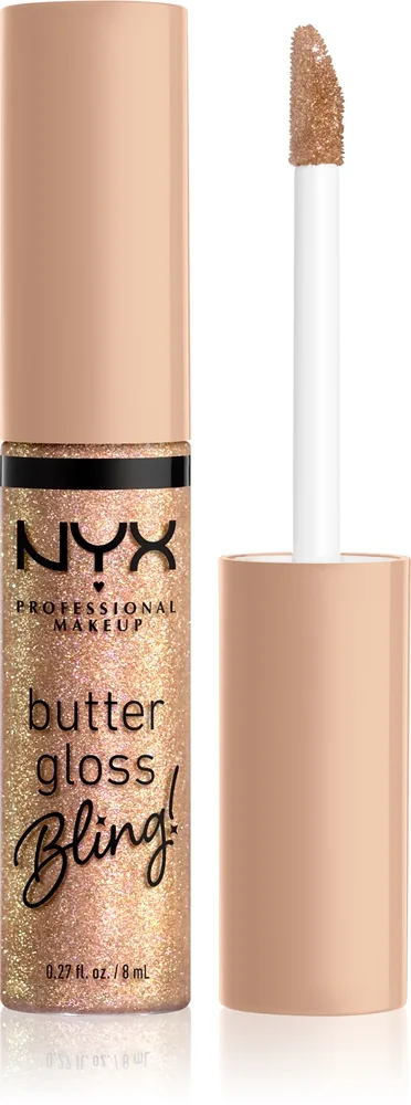 NYX Professional Makeup Butter Gloss Bling - Блеск для губ с блестящими частицами, 8 мл, оттенок 01 Bring The Bling