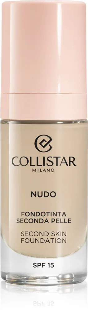 Collistar NUDO Second Skin Foundation SPF 15 - Розовый осветляющий увлажняющий тональный крем с эффектом сглаживания, 30 мл, оттенок 1N Avorio
