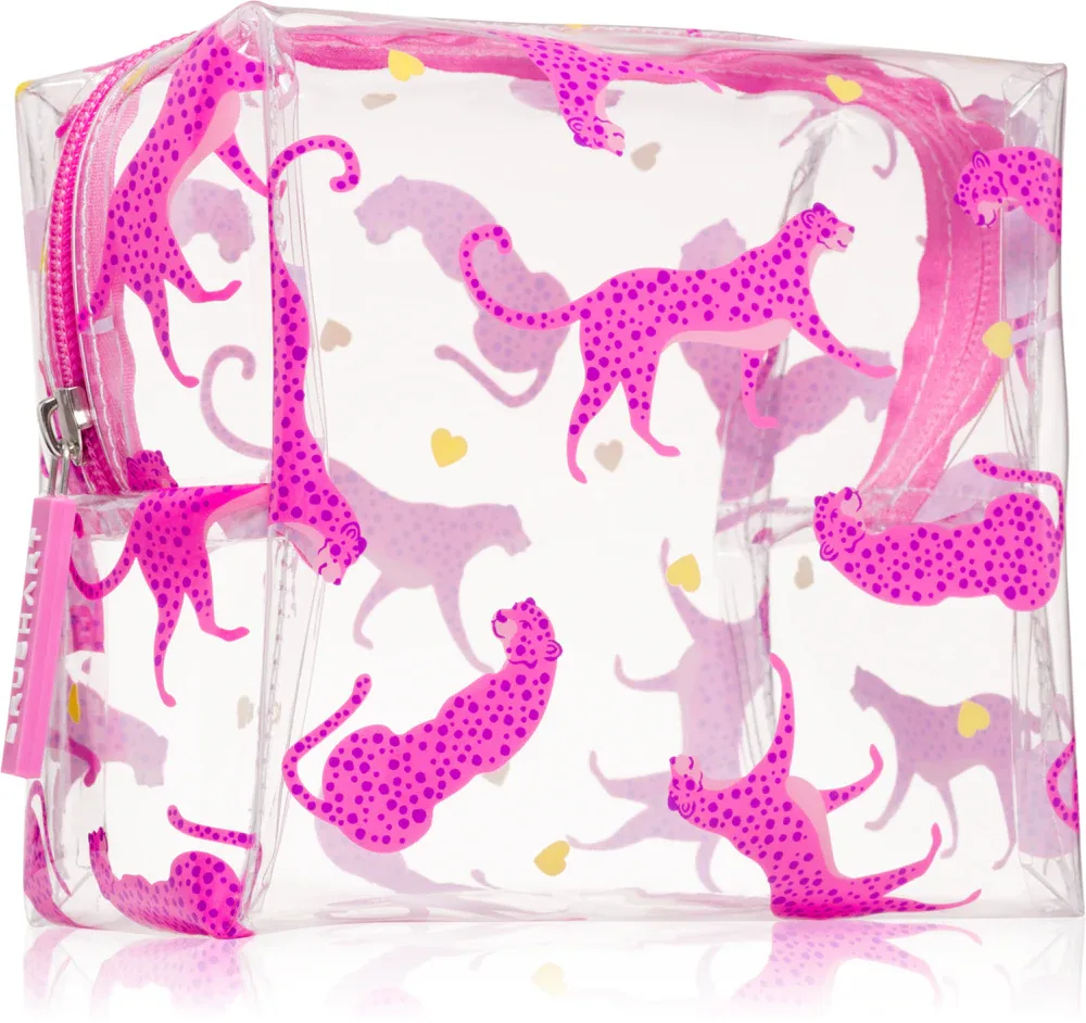 BrushArt Accessories Transparent cosmetic bag - Прозрачная косметичка Cheetah in love 15 x 14 x 9 cm, 1 szt.