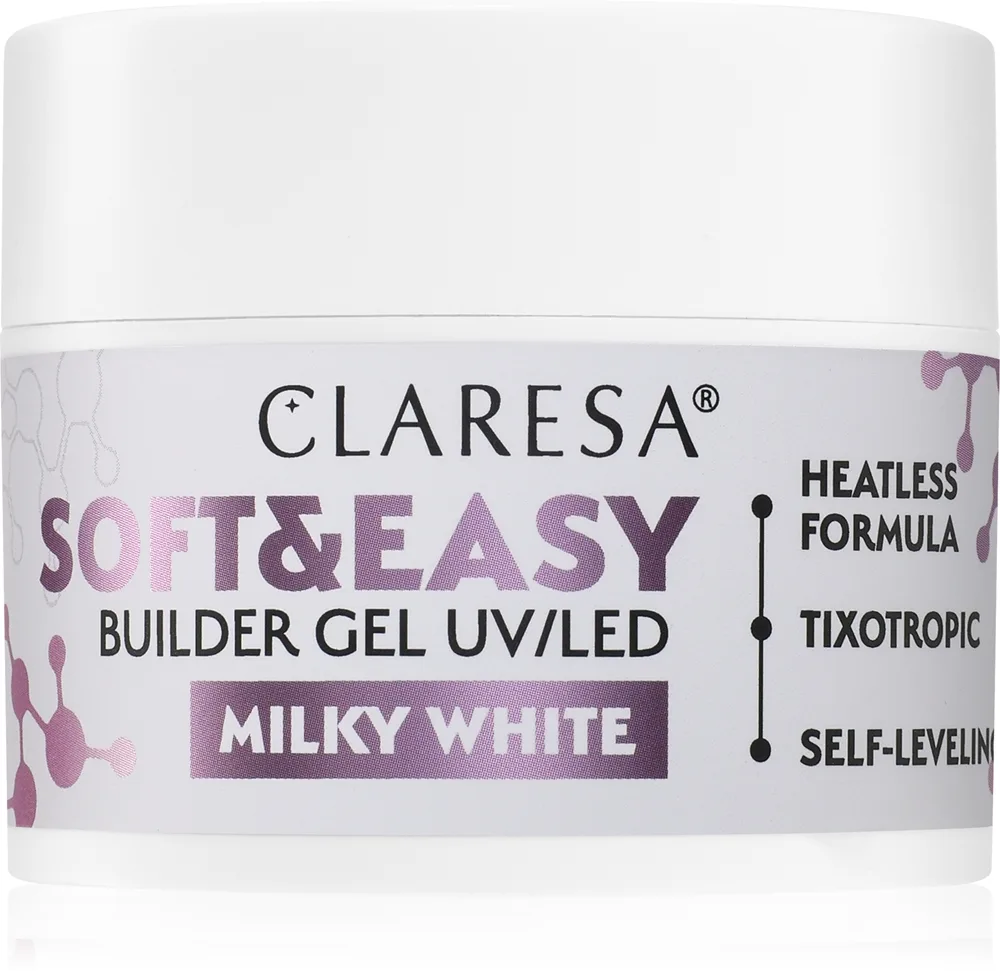 Claresa Soft&Easy Builder Gel - Гель-подложка для ногтей, оттенок Milky White 45 г
