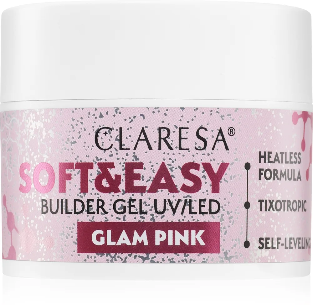 Claresa Soft&Easy Builder Gel - Гель-подложка для ногтей, оттенок Glam Pink 45 г