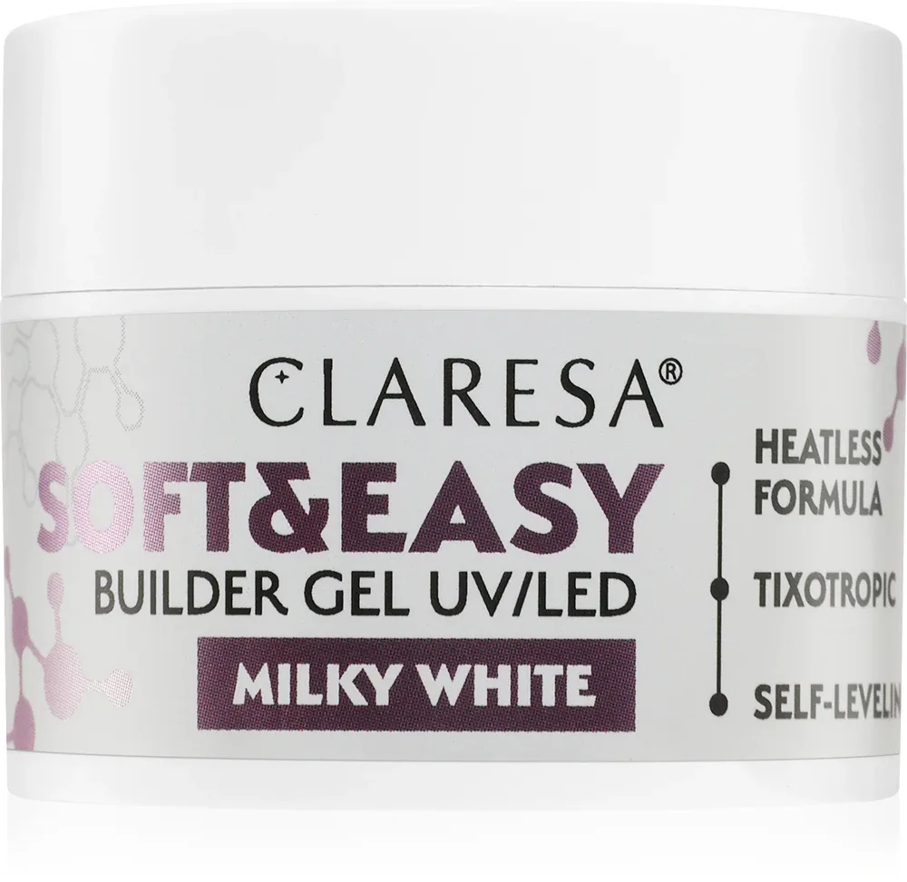 Claresa Soft&Easy Builder Gel - Гель-подложка для ногтей оттенок Milky White, 45 g
