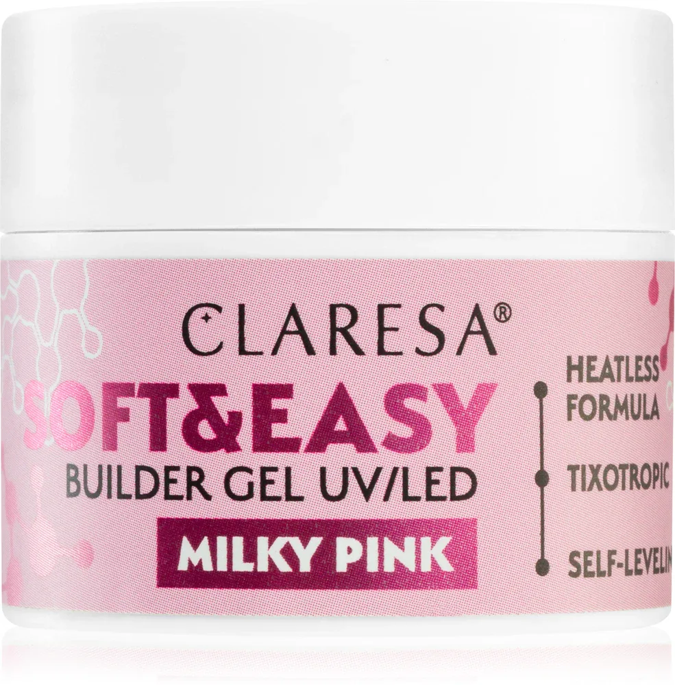 Claresa Soft&Easy Builder Gel - Гель-подложка для ногтей оттенок Milky Pink, 45 g