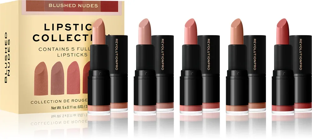 Revolution PRO Lipstick Collection - Бархатная помада в подарочном наборе оттенок Blushed Nudes, 5 g