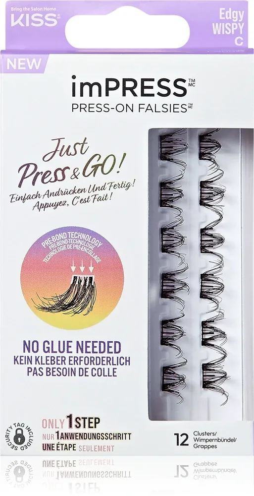 KISS imPRESS Just Press & GO ! - Сгустки ресниц без узлов Edgy Whispy C, 12 szt.