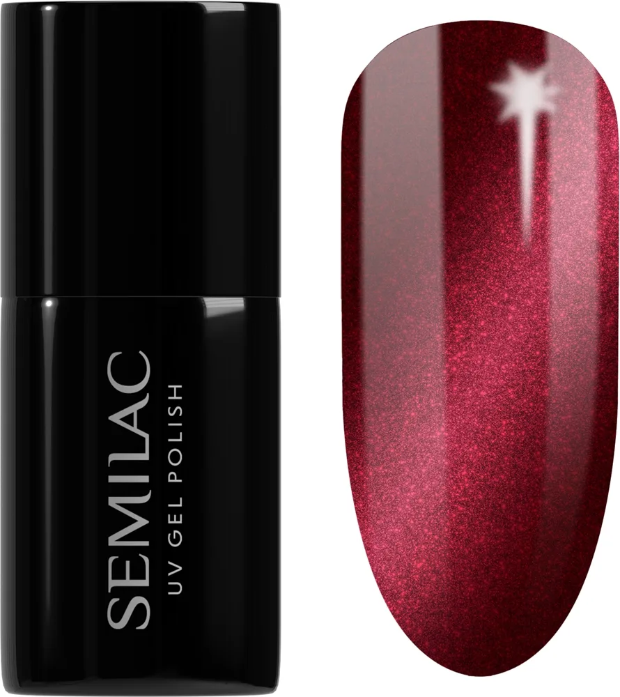 Semilac UV Hybrid Silk Effect - Гибридный лак для ногтей с использованием УФ / СВ-лампы оттенок 467 Red Candle Flash, 7 ml