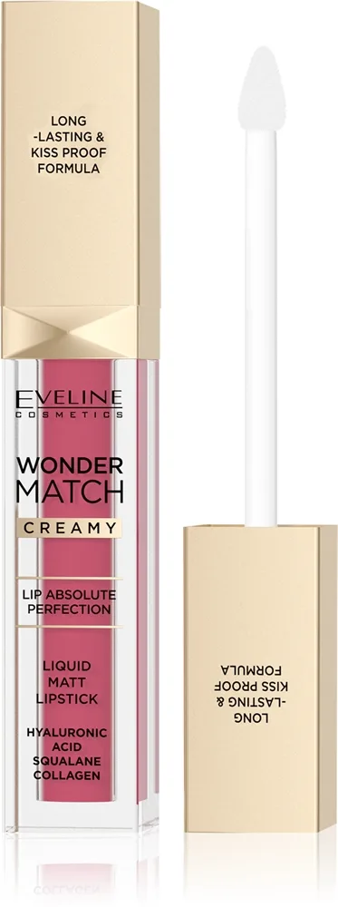 Eveline Cosmetics Wonder Match - Долговременная матовая помадка в жидкой форме с гиалуроновой кислотой оттенок 03 Mauve, 6 ml