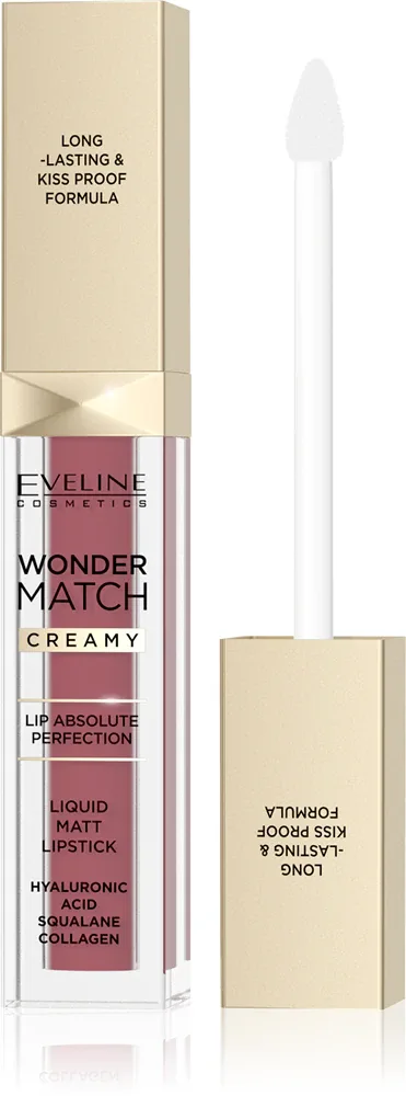 Eveline Cosmetics Wonder Match - Долговременная матовая помадка в жидкой форме с гиалуроновой кислотой, 6 мл, оттенок 08 Cashmere Rose