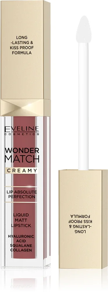 Eveline Cosmetics Wonder Match - Долговременная матовая помадка в жидкой форме с гиалуроновой кислотой, 6 мл, оттенок 07 Toffee