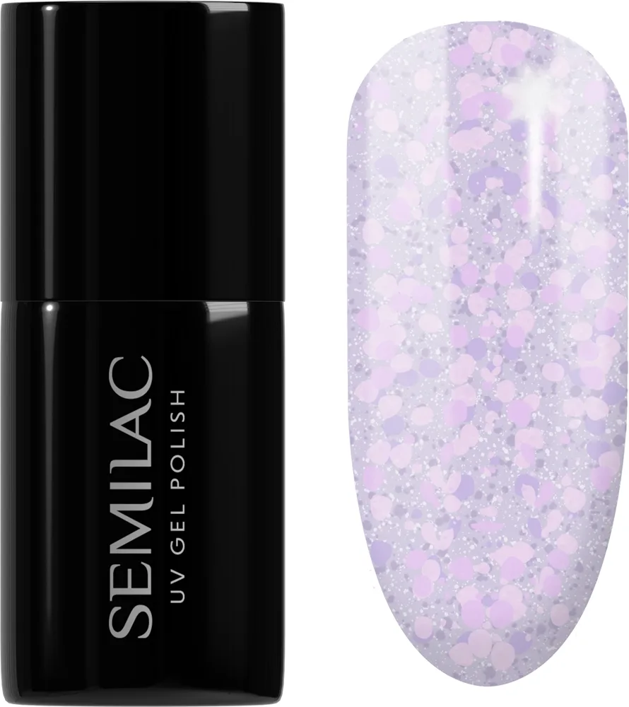 Semilac UV Hybrid Crushed_ICE - Гибридный лак для ногтей с использованием УФ / СВ-лампы оттенок 492 Icy Lavender Bliss, 7 ml
