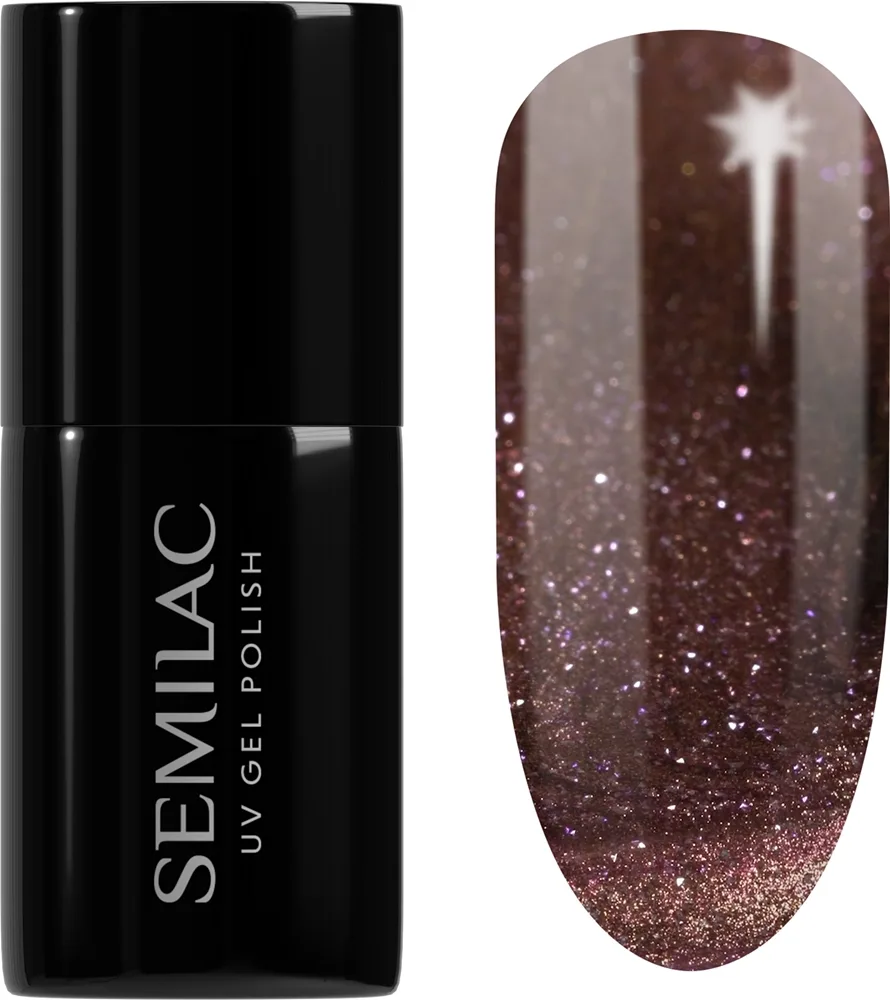 Semilac UV Hybrid Galaxy Flash - Гибридный лак для ногтей с использованием УФ / СВ-лампы оттенок 823 Meta Rose, 7 ml