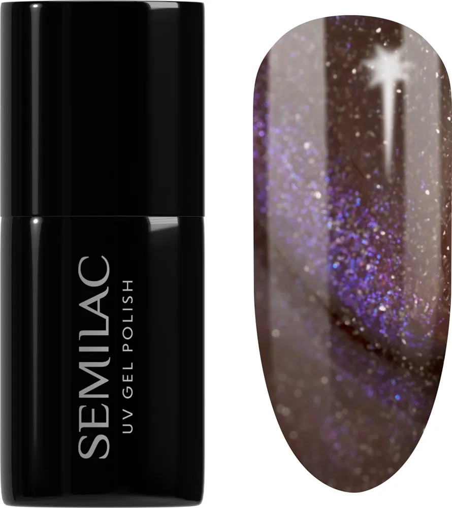 Semilac UV Hybrid Galaxy Flash - Гибридный лак для ногтей с использованием УФ / СВ-лампы оттенок 827 AI Brown, 7 ml