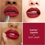 Buxom FULL-ON PLUMPING SATIN LIPSTICK - Кремовая помада для губ с эффектом увеличения, 2 мл, оттенок Sexy Vamp — фото 3