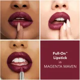 Buxom FULL-ON PLUMPING SATIN LIPSTICK - Кремовая помада для губ с эффектом увеличения, 2 мл, оттенок Magenta Maven — фото 3