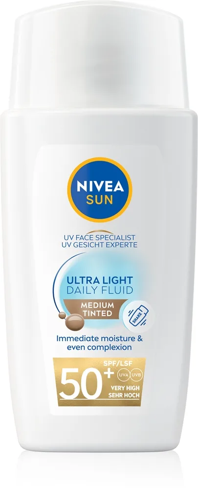 NIVEA SUN Ultra Light - Легкий тонирующий флюид SPF 50+ оттенок Medium, 40 ml