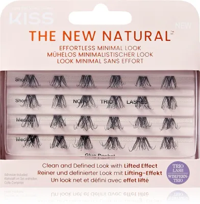 KISS The New Natural Effortless Minimal Look - Клоки ресниц без узлов Trio 02, 24 шт