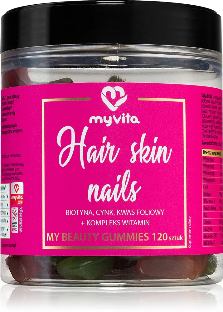 MyVita Naturalne Żelki Hair skin nails - Мягкие жевательные капсулы для красивых волос, кожи и ногтей, 60 tabletek