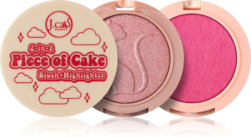 J.Cat Beauty 2 In 1 Piece Of Cake - Румяна с хайлайтером для скул, оттенок 104 Having Fairy Good Day