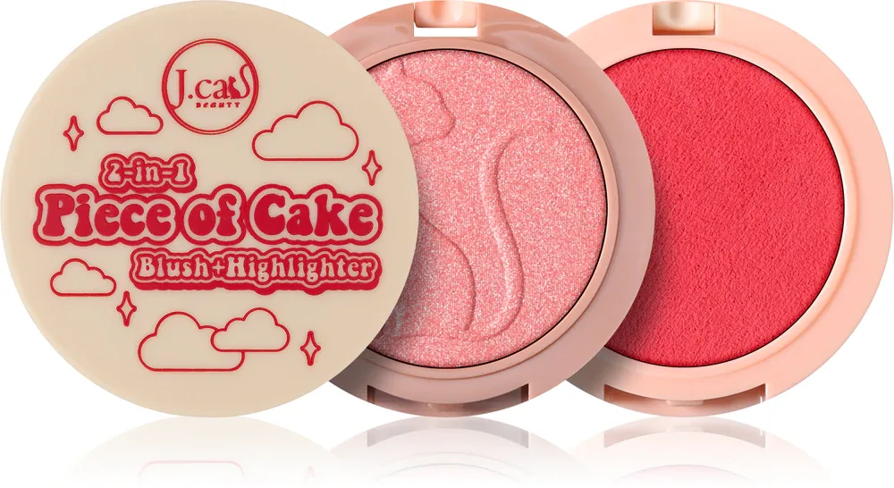 J.Cat Beauty 2 In 1 Piece Of Cake - Румяна с хайлайтером для скул, оттенок 105 One in a Melon!