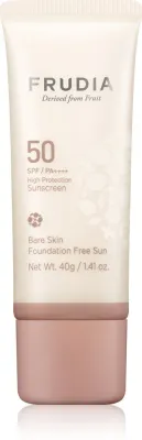 Frudia Sun Bare Skin Foundation - Минеральный защитный флюид для лица для выравнивания тона кожи SPF 50, 40 г