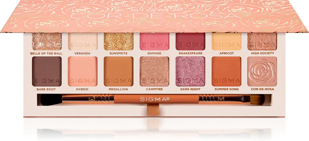 Sigma Beauty Cor-de-Rosa Eyeshadow Palette - Палетка теней для век с кисточкой, 16 g