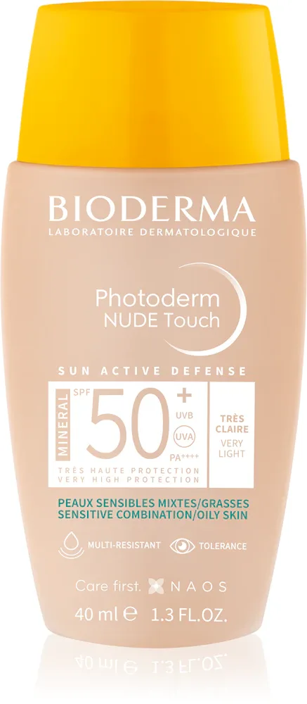 Bioderma Photoderm Nude Touch - Минеральный флюид для лица с SPF 50+ оттенок Very light, 40 ml