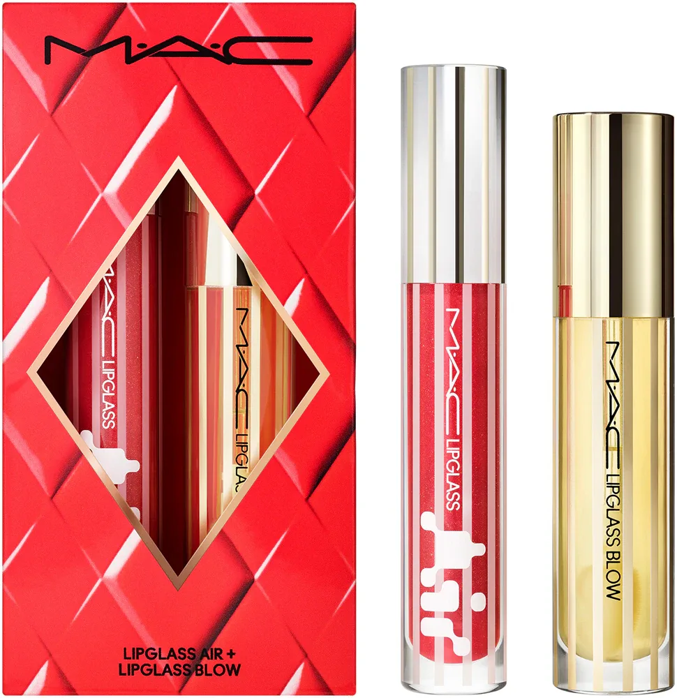 MAC Cosmetics Holiday Blowing Air Kisses Glossy Lip Duo - Подарочный набор для губ, 1 szt.