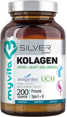 MyVita Silver Kolagen Arthro + Beauty proszek typ I + II - Порошок для питания суставов и хрящей, 200 г