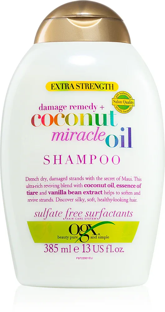 OGX Coconut Miracle Oil - усиливающий шампунь для поврежденных волос с кокосовым маслом., 385 ml