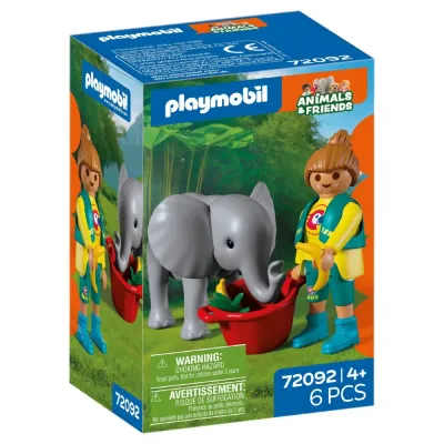 Playmobil Animals 72092 & Friends Слонёнок и смотритель 6 деталей