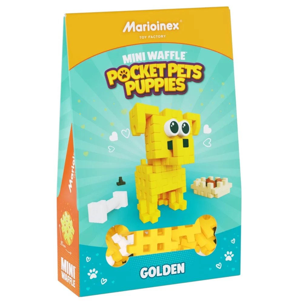 Конструктор Marioinex Mini Waffle POCKET PETS 907887 Золотистый ретривер 52 деталей арт. 907887 / Конструктор Мариоинекс