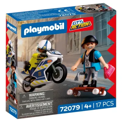 Игровой набор Playmobil 72079 Полицейская погоня на мотоцикле City Action 72079 17 деталей