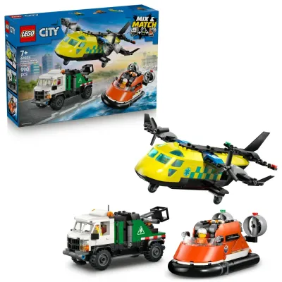 Конструктор LEGO City 60505 Набор с самолётом, сервисным грузовиком и судном на воздушной подушке
