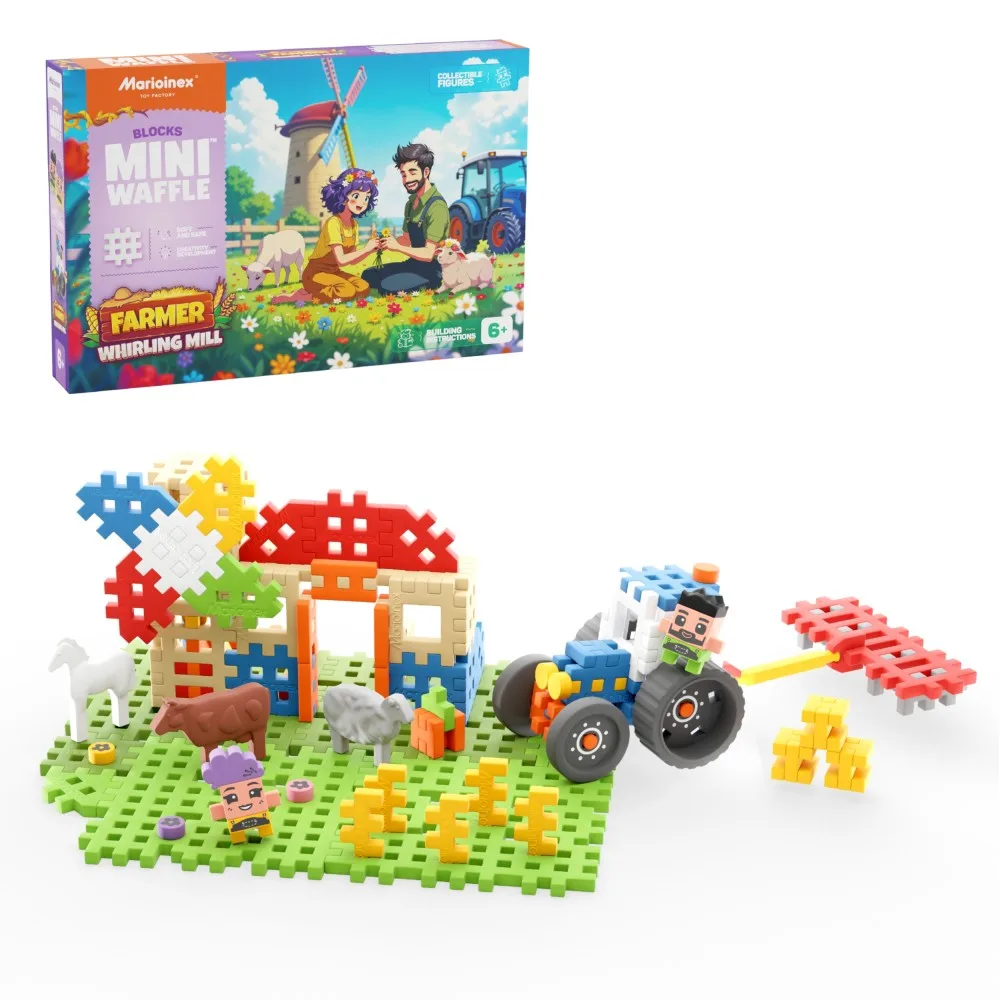 Marioinex - Конструктор Mini Waffle FARMER Заводная мельница 109 шт. 907559