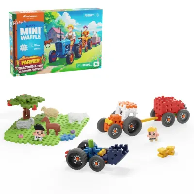 Конструктор Marioinex Mini Waffle FARMER 907535 Тракторы и цветущий луг 110 деталей арт. 907535 / Конструктор Мариоинекс