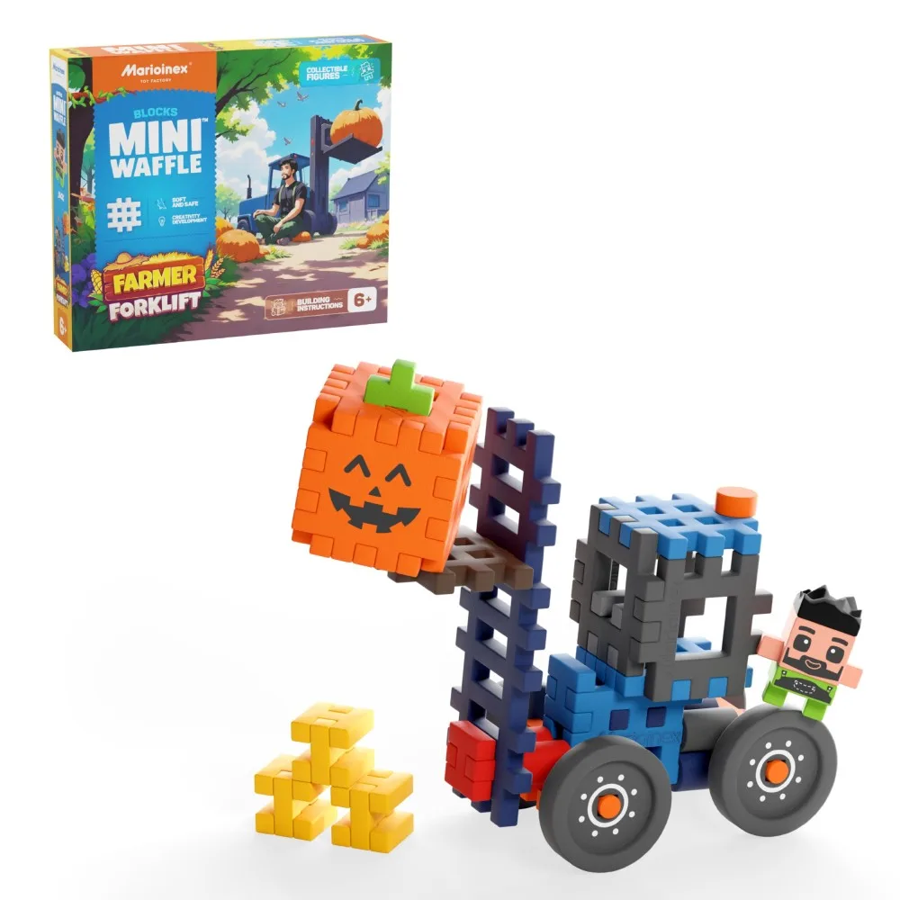 Конструктор Marioinex Mini Waffle FARMER 907511 Вилочный погрузчик 50 деталей арт. 907511 / Конструктор Мариоинекс