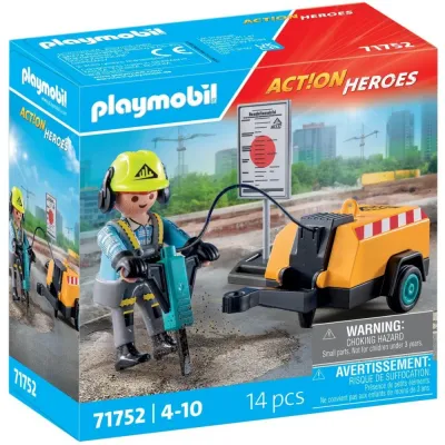 Playmobil Action Heroes 71752 Строитель с отбойным молотком 14 деталей