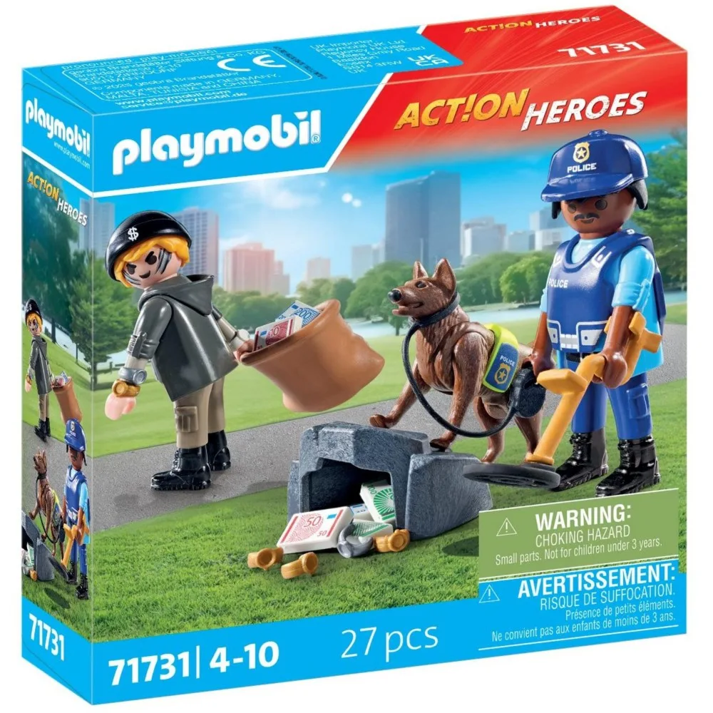 Игровой набор Playmobil 71731 Поиск следов с собакой-ищейкой 71731 27 деталей