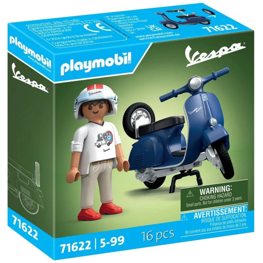 Игровой набор Playmobil 71622 Мотороллер Vespa 150 Sprint Veloce 1969 синий 71622 16 деталей
